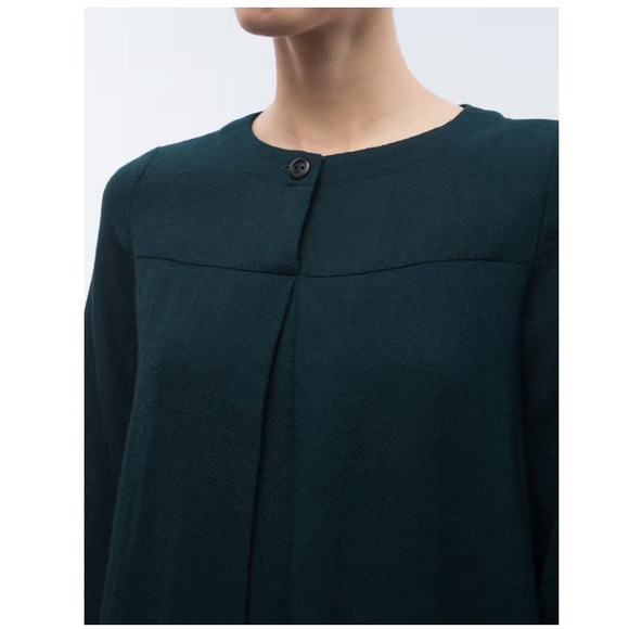 A.P.C. Rue Madame Paris Wool Bell Sleeve Box Pleat Dark Teal Mini Dress 38 - Picture 6 of 14